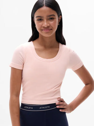 Athleta Girl Rise Above Rib Scoop Tee